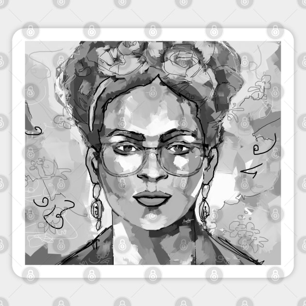 Frida Kahlo Black and White 6 Sticker by mailsoncello